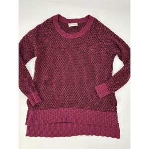 Grace & Lace Womens Burgundy Marled Oversized High Low Pullover Sweater S/M